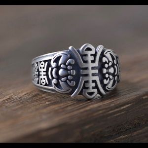 Silver bat adjustable ring